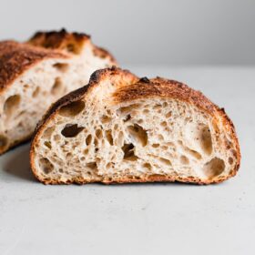 Open Crumb in Artisan Sourdough Loaf