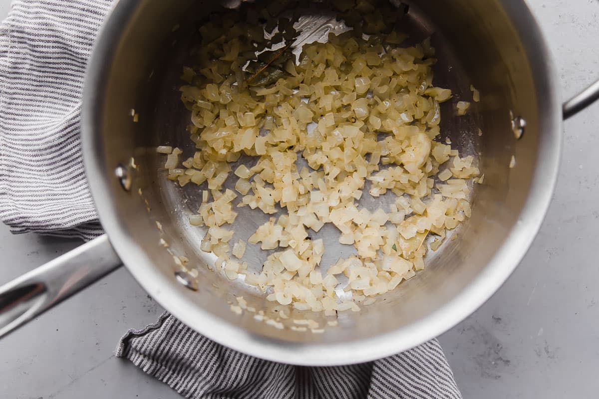 Cooked Diced Onion in Pot