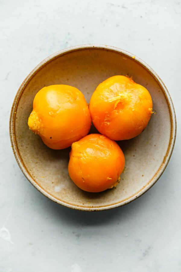 Cooked and Peeled Yellow Beets in Bowl