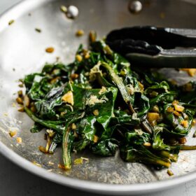 Sautéed Beet Greens in Pan