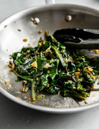 Sautéed Beet Greens in Pan