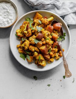 Sheet Pan Cauliflower Curry with Raita