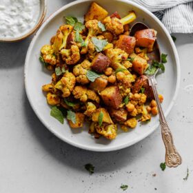 Sheet Pan Cauliflower Curry with Raita