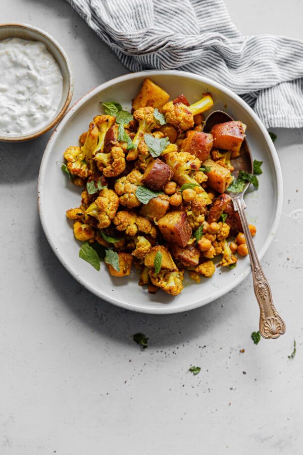 Sheet Pan Cauliflower Curry with Raita