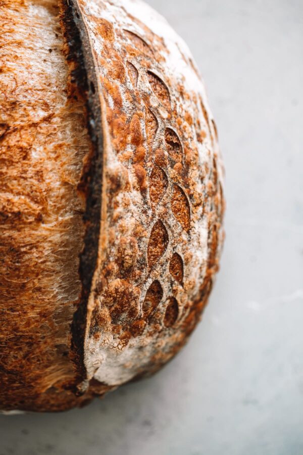 Close Up of Artisan Sourdough Bread Ear