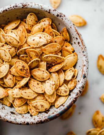 Za'atar Roasted Pumpkin Seeds in Bowl