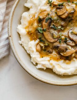Vegetarian Mushroom Gravy on Mashed Potatoes