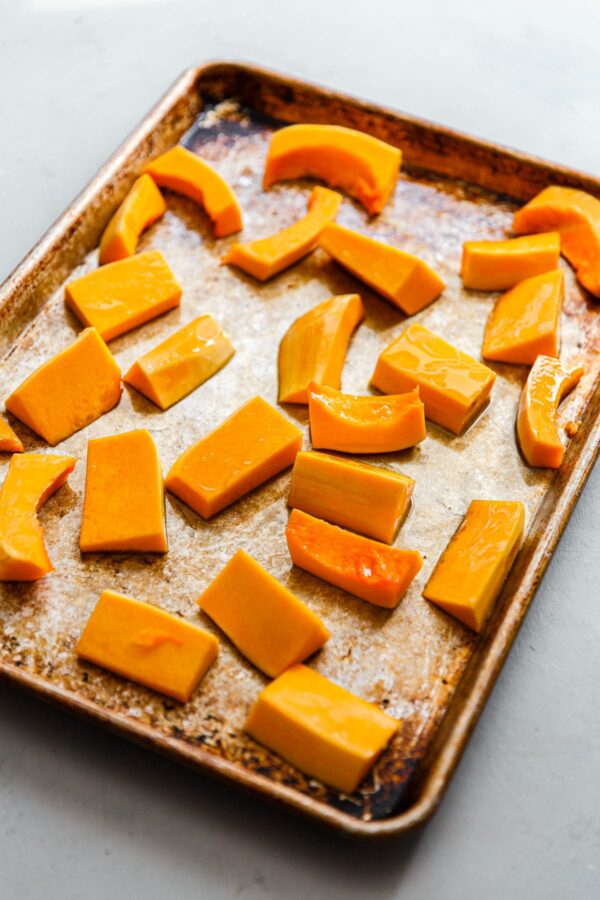 Butternut Squash Wedges on Baking Sheet