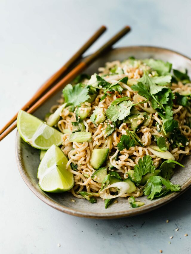 Spicy Peanut Noodles with Cucumber A Beautiful Plate