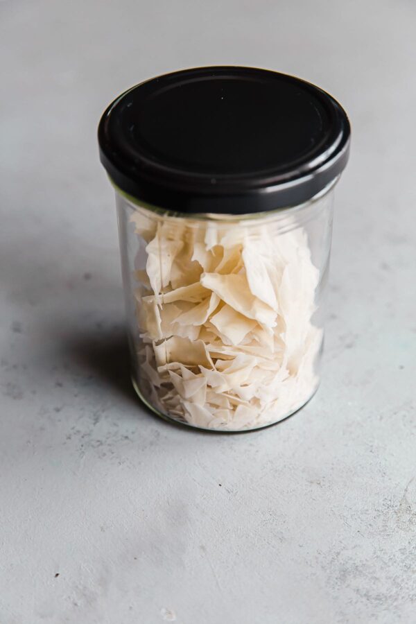 Dried Sourdough Starter in Glass Jar