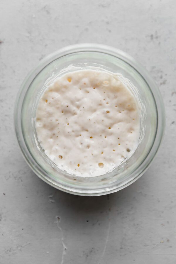 Active Sourdough Starter in Glass Jar