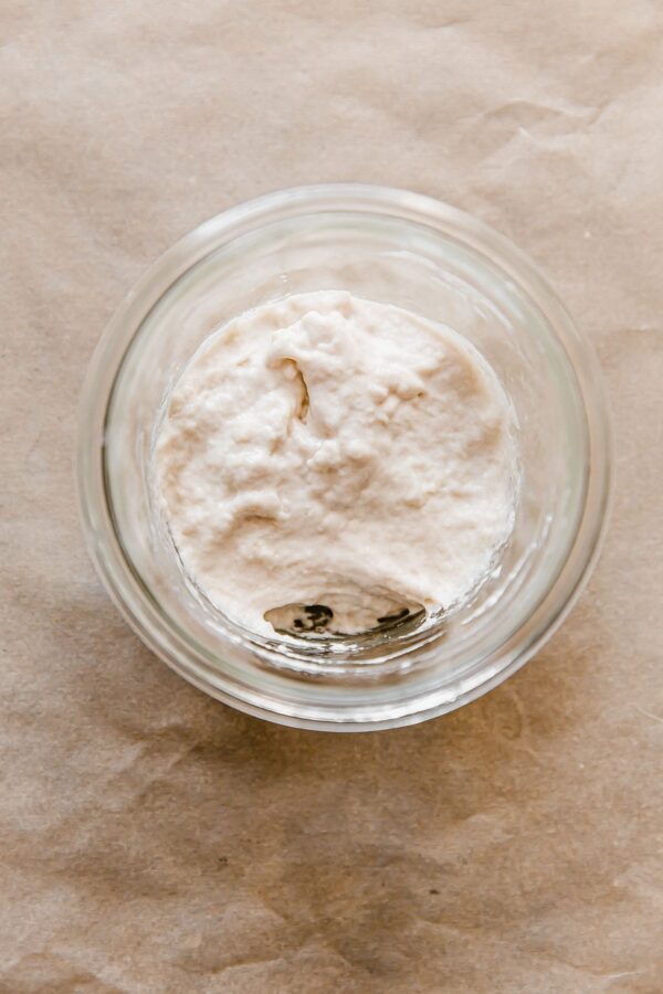 Sourdough Starter Mixture in Glass Jar