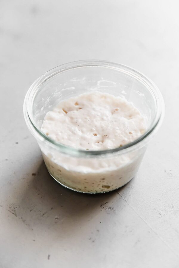 Revived Sourdough Starter in Glass Jar