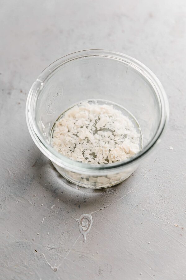 Dried Sourdough Starter with Water in Glass Jar