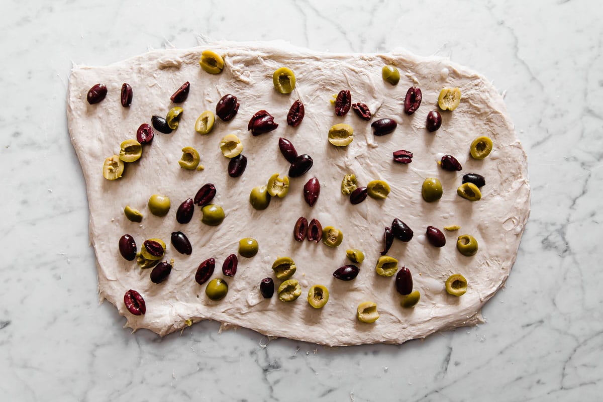 Laminating Olives into Sourdough