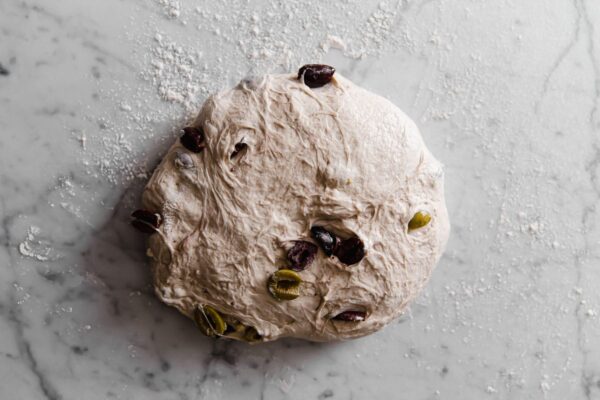 Shaping Olive Sourdough Bread