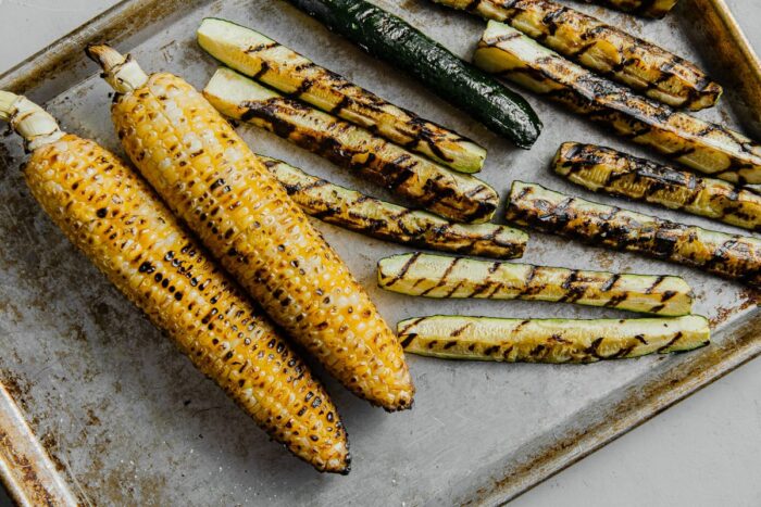 Grilled Corn Cobs and Zucchini