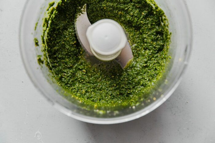 Pistachio Pesto in Food Processor Bowl