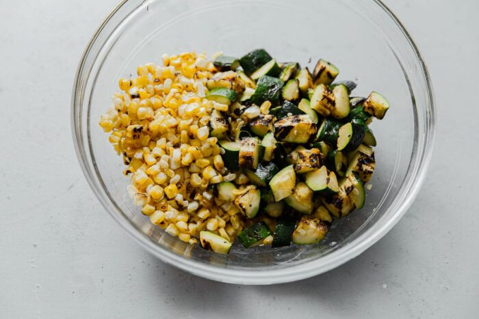 Grilled Corn and Zucchini in Bowl