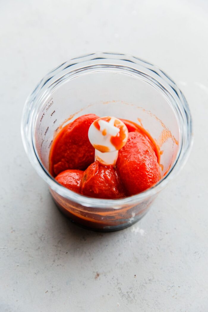 Canned Tomatoes in Small Food Processor Bowl