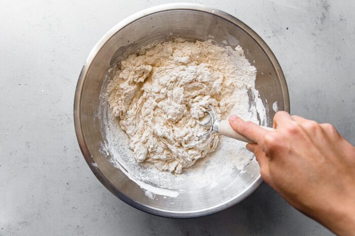 Mixing Pizza Dough with Danish Dough Whisk