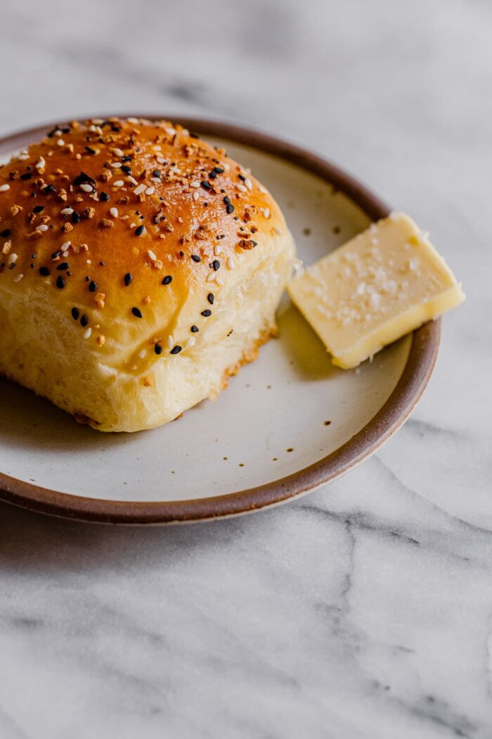 Everything Dinner Rolls with Butter