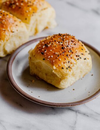 Everything Dinner Roll on Plate