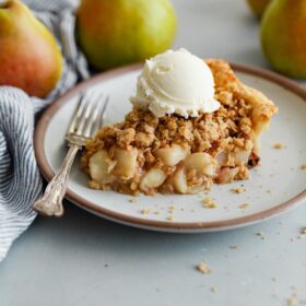 Slice of Pear Pie with Streusel Topping