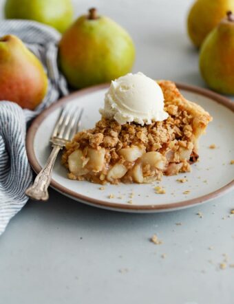 Slice of Pear Pie with Streusel Topping