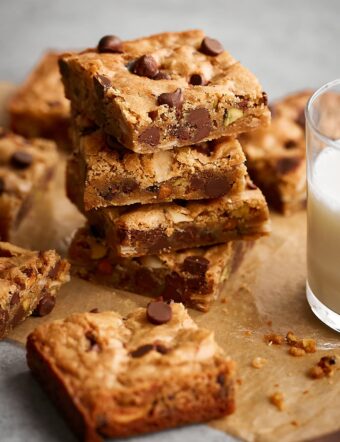 Stack of Chocolate Chip Blondies