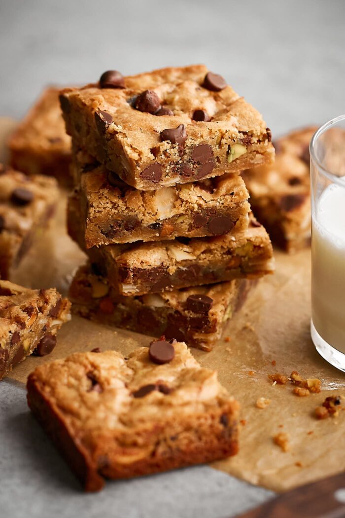 Stack of Chocolate Chip Blondies