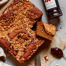 Hazelnut Raspberry Crumb Cake