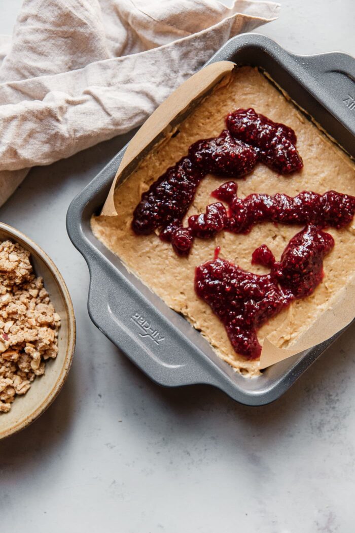 How to Make Hazelnut Raspberry Crumb Cake