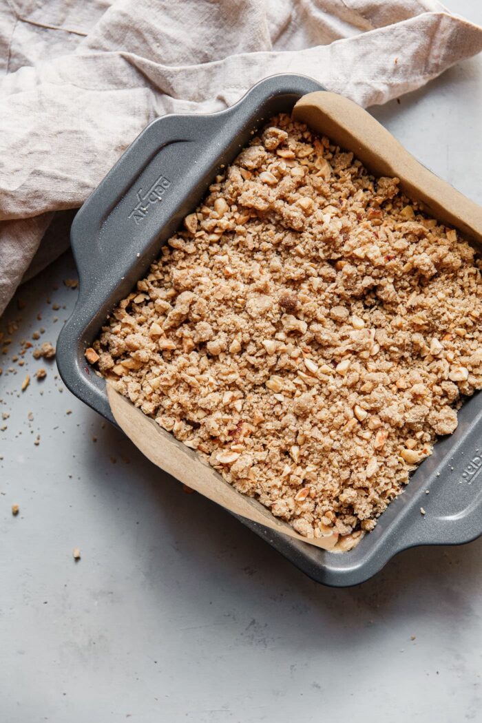 Hazelnut Raspberry Crumb Cake