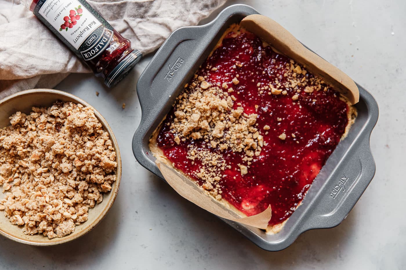 Hazelnut Raspberry Crumb Cake - A Beautiful Plate