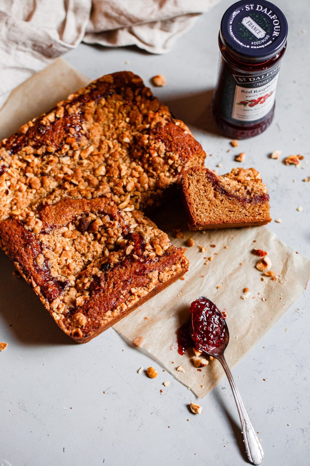 Hazelnut Raspberry Crumb Cake - A Beautiful Plate