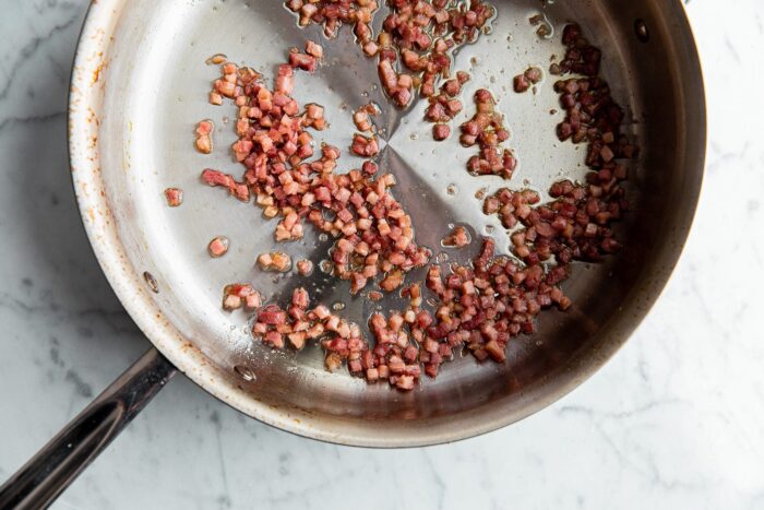 Crispy Pancetta in Saute Pan