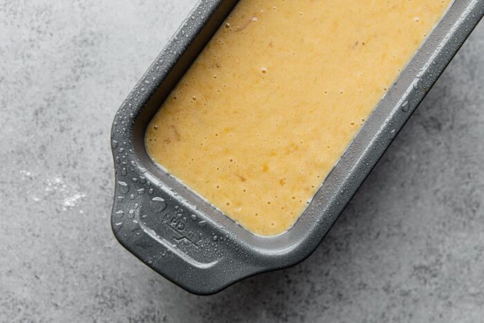 Banana Bread Batter in Loaf Pan