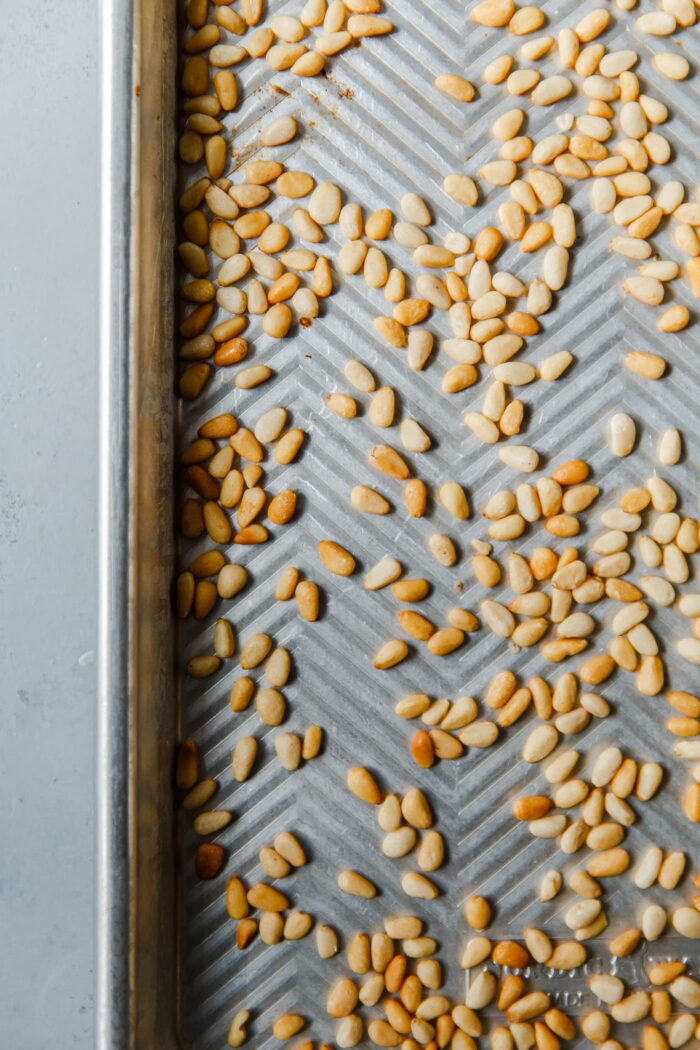 Toasted Pine Nuts on Sheet Pan