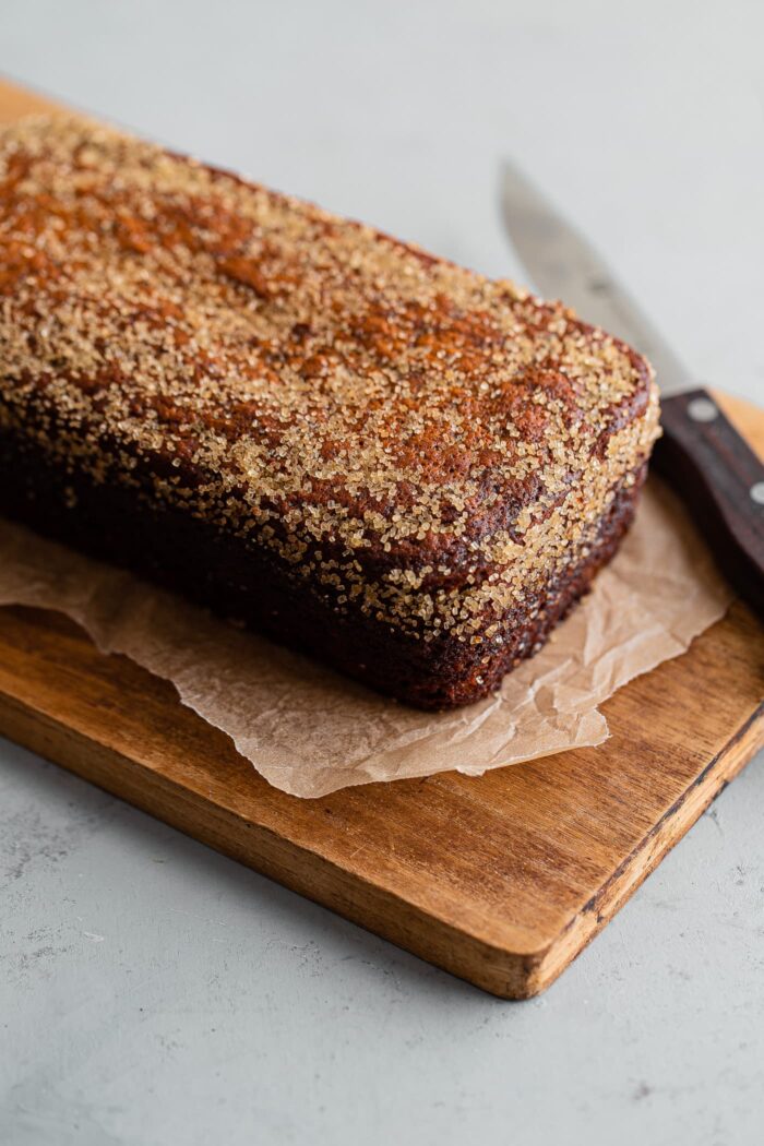 Moist Banana Bread on Cutting Board