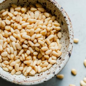 Raw Pine Nuts in Bowl