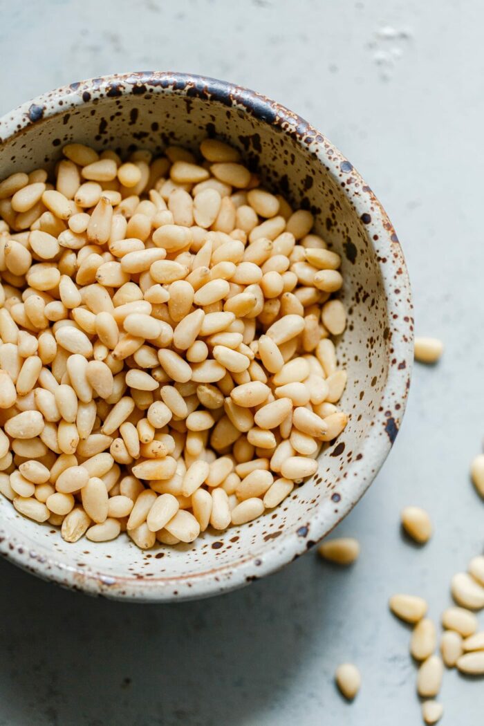 Raw Pine Nuts in Bowl