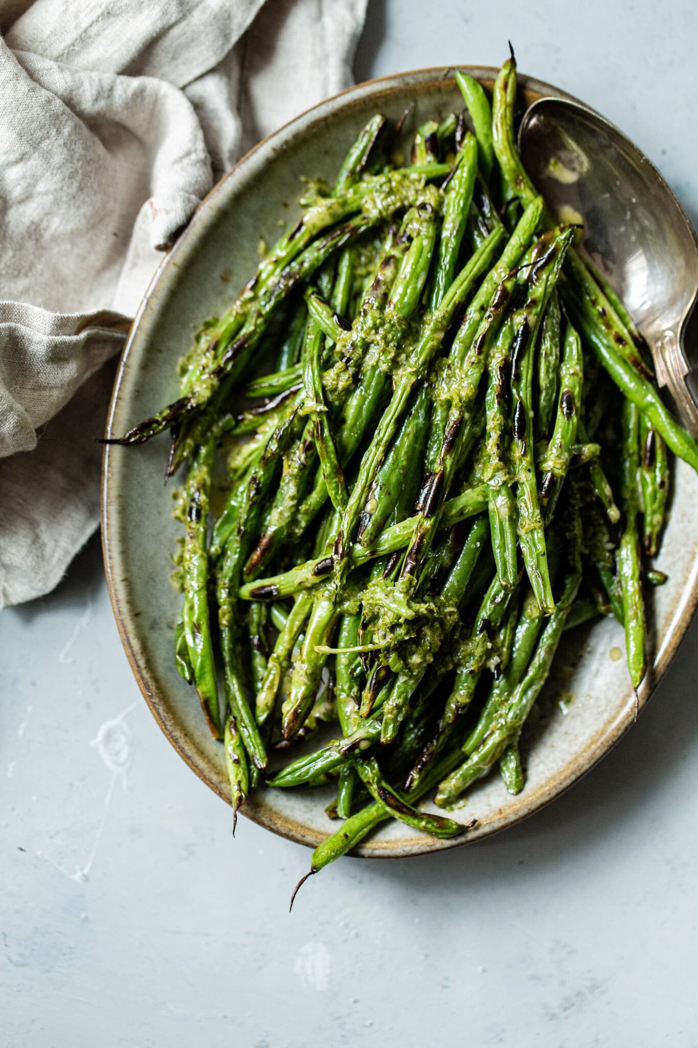 Charred Green Beans with Cilantro Vinaigrette (Grilled Green Beans) A