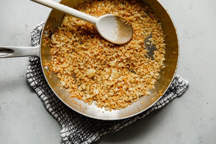 Crispy Bread Crumb Topping for Kale Caesar salad