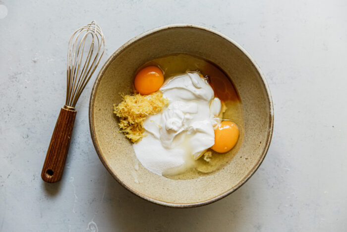 Ricotta Donut Holes Wet Ingredients in Bowl