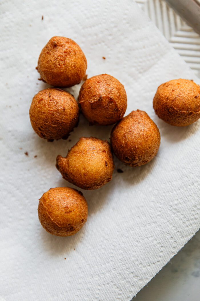 Fried Donut Holes on Paper Towel