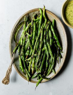 Charred Green Beans on Platter