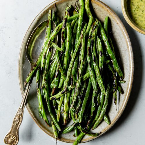 Charred Green Beans with Cilantro Vinaigrette (Grilled Green Beans) A