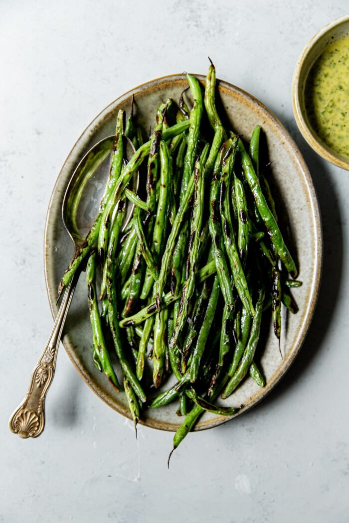 Charred Green Beans on Platter