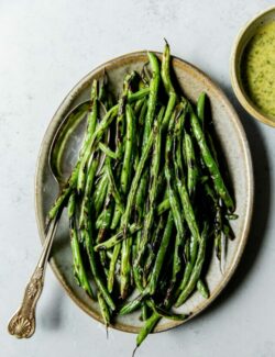 Charred Green Beans on Platter